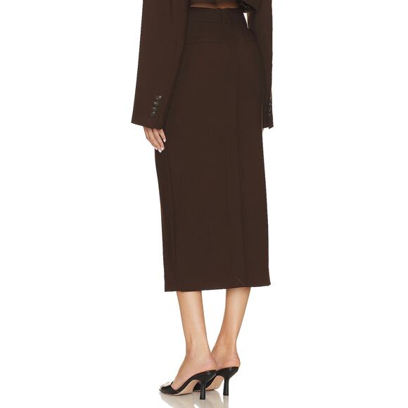 GRLFRND The Trouser Skirt Midi Ganache Brown Pockets High Rise Sz S - Picture 3 of 11